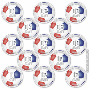 voetbalspelers rode blauwe teamkleuren set van 13 sticker