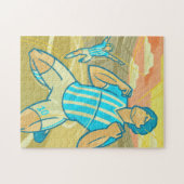 Voetbalspelers & stadion Win Champions Retro Sport Legpuzzel (Horizontaal)