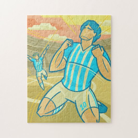 Voetbalspelers & stadion Win Champions Retro Sport Legpuzzel (Verticaal)