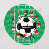 Voetbalspelers Uitnodigingen voor verjaardagsfeest (Voorkant / Achterkant)