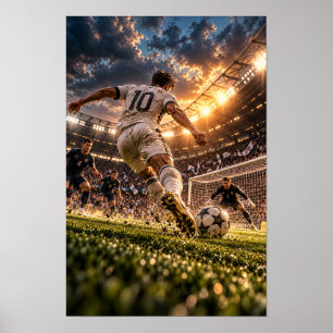 Voetbalspits Muur Kunst – Nummer 10 Doelschot Stad Poster