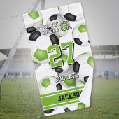 Voetbalsporter en teamnaam groen zwart handdoek