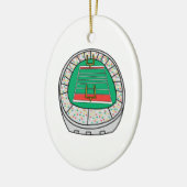 voetbalstadion afbeelding keramisch ornament (Links)