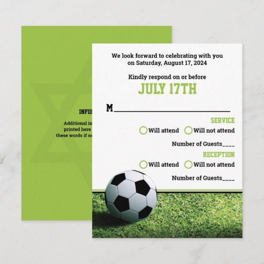 Voetbalstadion 's Avonds Bar Mitzvah RSVP Kaart (Voorkant / Achterkant)