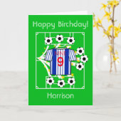 Voetbalster (blauw en wit gestreept) kaart (Gele Bloem)