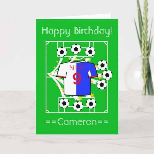 Voetbalster (blauwe en witte helften) kaart (Voorkant)