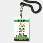 Voetbalster Koning Verjaardagsfeest VIP Pas Badge (Achterkant met lanyard)