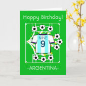 Voetbalster (lichtblauw en witte strepen) kaart (Gele Bloem)