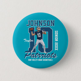 Voetbalteam Aangepaste Foto Jersey Nummer Sport Ronde Button 5,7 Cm