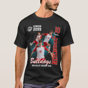 Voetbalteam aangepaste foto seniorenavond rood t-shirt