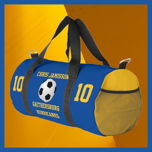 Voetbalteam, Coach, Speler Blauw Goud Personaliser Plunjezak