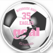 Voetbalteam Geest Meisjes Naam Roze Tekst Sticker (Voorkant)