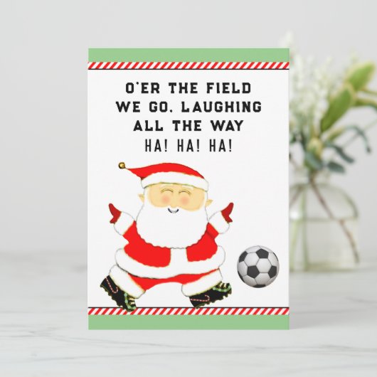 Voetbalteam Kerstmis Feestdagenkaart (Staand voorkant)