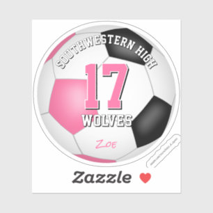 Voetbalteam naam meisjes roze zwart sticker