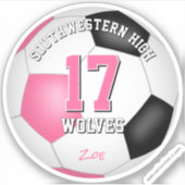 Voetbalteam naam meisjes roze zwart sticker (Voorkant)