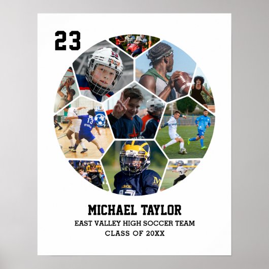 Voetbalteam Senior Afstuderen Sport Fotocollage Poster (Voorkant)