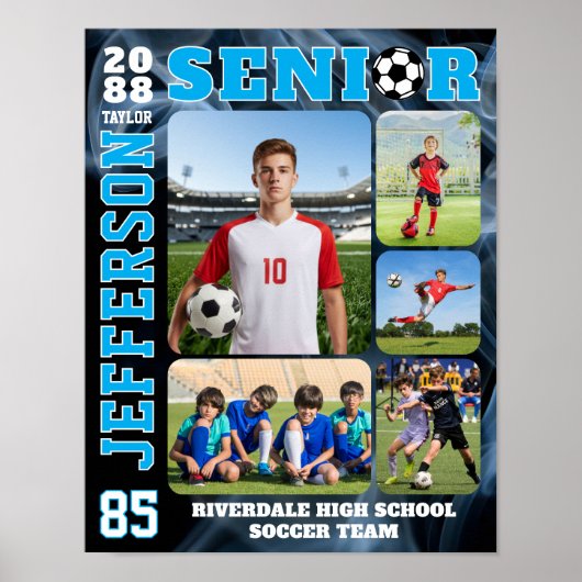 Voetbalteam Senior Speldag Fotocollage Poster (Voorkant)