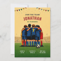 Voetbalteam verjaardagsuitnodiging