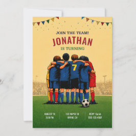 Voetbalteam verjaardagsuitnodiging kaart