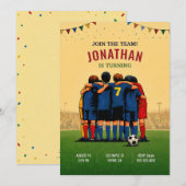 Voetbalteam verjaardagsuitnodiging kaart (Voorkant / Achterkant)