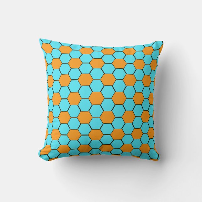 Voetbaltextuur - Oranje & Blauw Kussen (Voorkant)