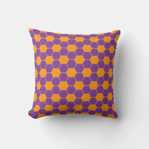 Voetbaltextuur - Paars & Oranje Kussen