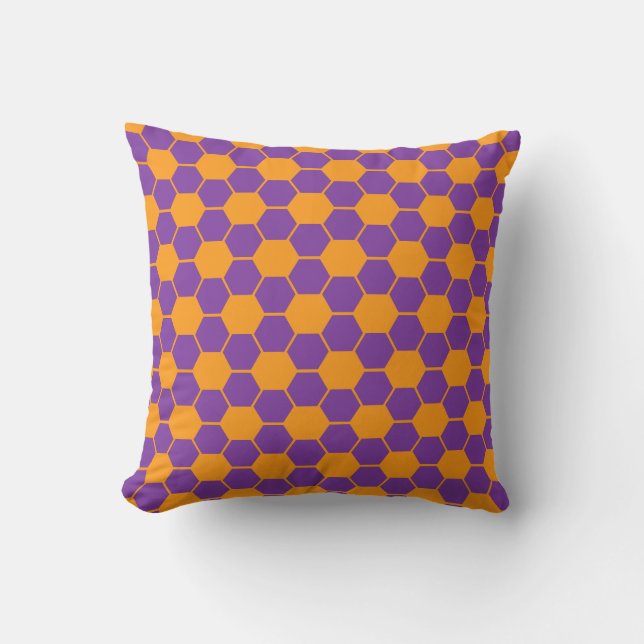 Voetbaltextuur - Paars & Oranje Kussen (Voorkant)