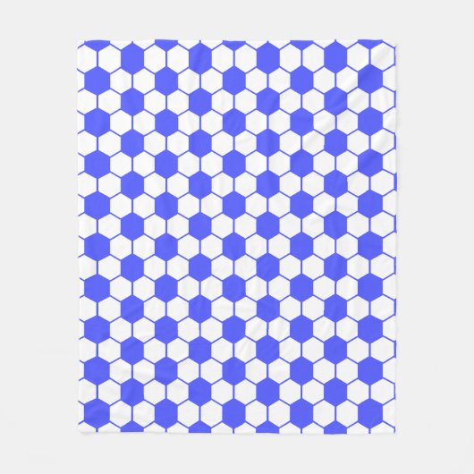 Voetbaltextuur - Wit en Blauw  Fleece Deken (Voorkant)