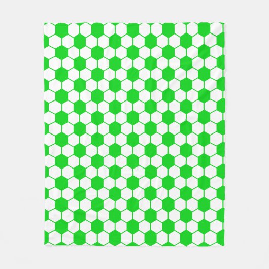 Voetbaltextuur - Wit en Groen Fleece Deken (Voorkant)