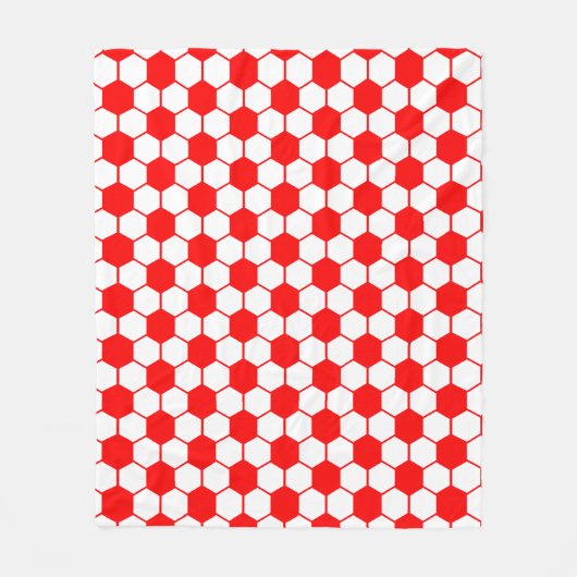 Voetbaltextuur - Wit en Rood  Fleece Deken (Voorkant)