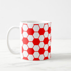Voetbaltextuur - Wit en Rood Koffiemok