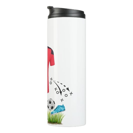 Voetbalthema | Gepersonaliseerd Thermosbeker (Geroteerd rechts)