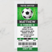 Voetbalticket verjaardagsuitnodiging kaart (Voorkant)