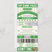 Voetbalticket verjaardagsuitnodiging kaart (Voorkant)