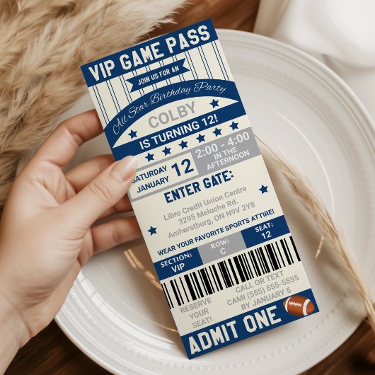 Voetbalticket verjaardagsuitnodiging kaart