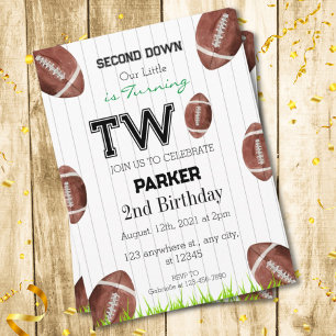 Voetbaluitnodiging voor tweede verjaardag kaart