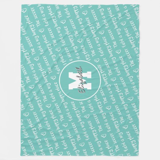 voetbalveld Mijn gelukkige plaats blauwgroen wit I Fleece Deken (Voorkant)