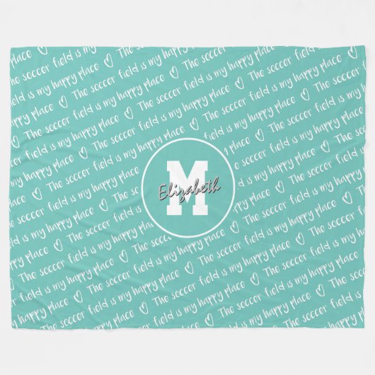voetbalveld Mijn gelukkige plaats blauwgroen wit I Fleece Deken (Voorkant (Horizontaal))