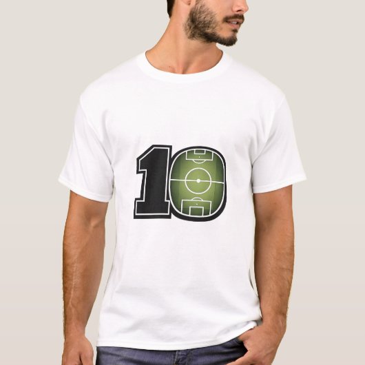 Voetbalveld Minimalistisch T-shirt met Nummer 10 (Voorkant)