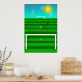 Voetbalveld Voetbal en wolkenveld Poster (Keuken)