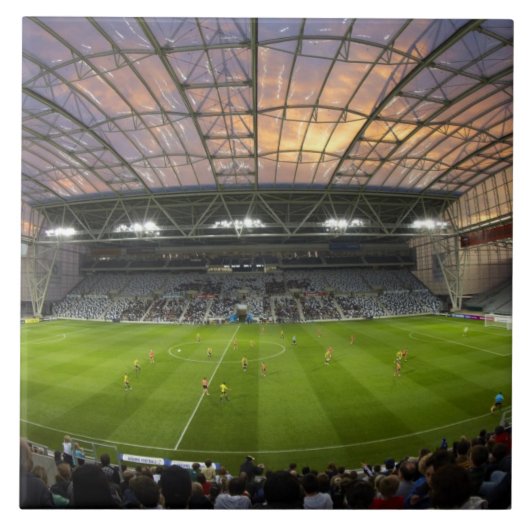 Voetbalwedstrijd, Forsyth Barr Stadium, Dunedin Tegeltje (Voorkant)