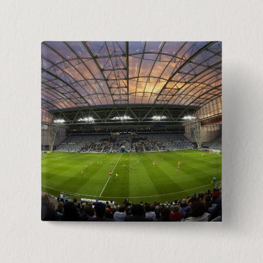 Voetbalwedstrijd, Forsyth Barr Stadium, Dunedin Vierkante Button 5,1 Cm (Voorkant)