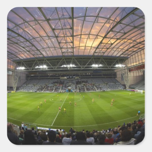 Voetbalwedstrijd, Forsyth Barr Stadium, Dunedin Vierkante Sticker (Voorkant)