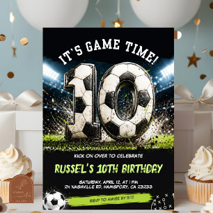 Voetbalwedstrijd Tijd 10e dubbel cijfer Verjaardag Kaart