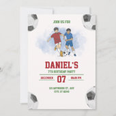 Voetbalwedstrijd Verjaardagsfeest Uitnodiging (Voorkant)