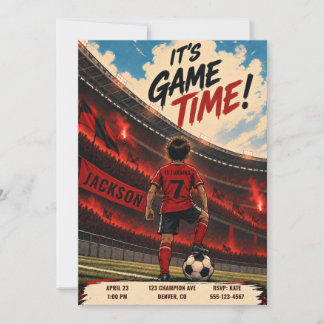 Voetbalwedstrijd Verjaardagsuitnodiging Kaart