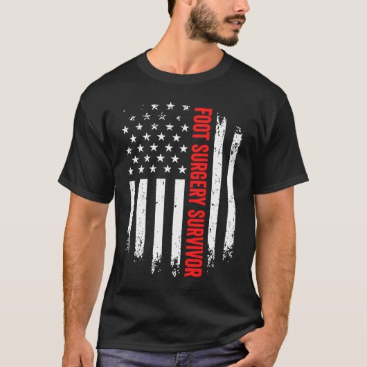 Voetbeen chirurgie overlevende Amerikaanse vlag he T-shirt (Voorkant)
