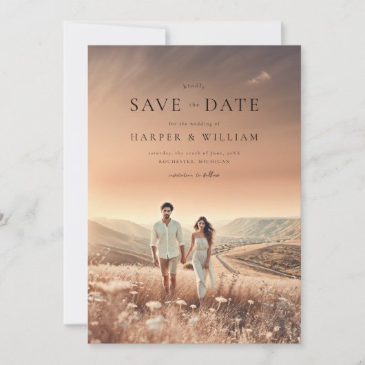 Voetblaadjes Bewaar de datum Kaart (Voorkant)