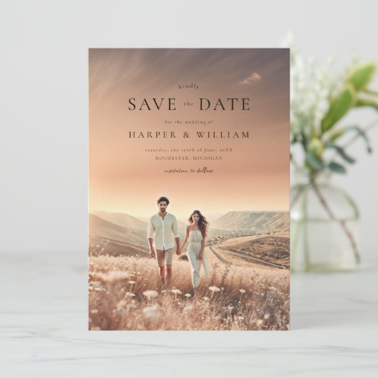 Voetblaadjes Bewaar de datum Kaart (Staand voorkant)