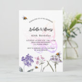 Voetbloemen roze vlinderpartij vlinder kaart (Staand voorkant)